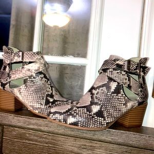 Fergalicious snake print booties